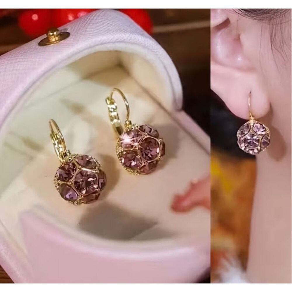 Unique Amethyst Round Earrings - New With Tags (NWT)
